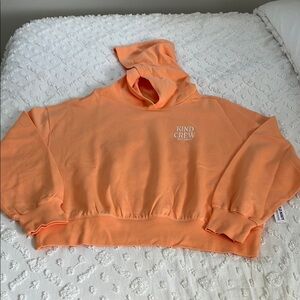 Orange Hooded Crop Sweatshirt